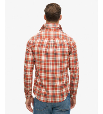 Superdry Orange vintage checkered organic cotton shirt