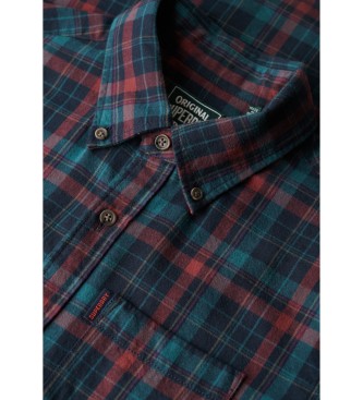 Superdry Camicia in cotone organico scozzese vintage blu scuro