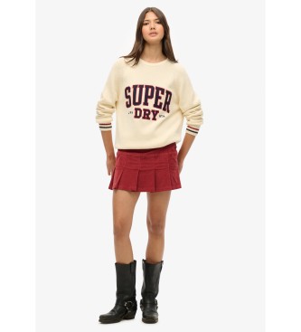 Superdry Minispódniczka plisowana sztruksowa bordowa