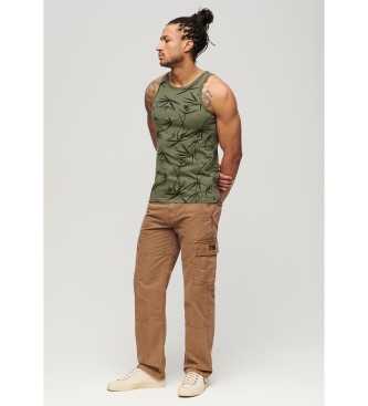 Superdry Printed Overdyed Vintage green tank top