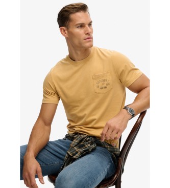 Superdry Majica Vintage Prep z gorčično barvo