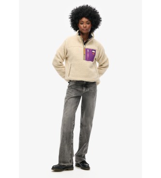 Superdry Vintage Retro bege com meio fecho de correr