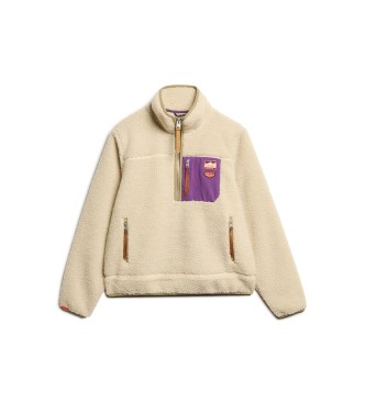 Superdry Vintage Retro bege com meio fecho de correr