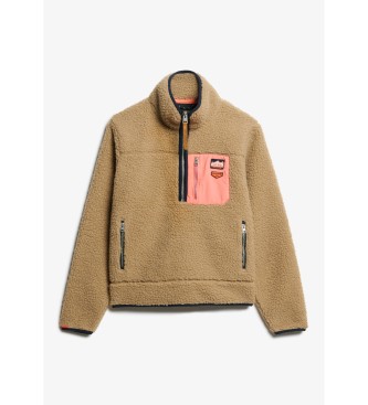 Superdry Polaire Vintage Retro beige demi-zip