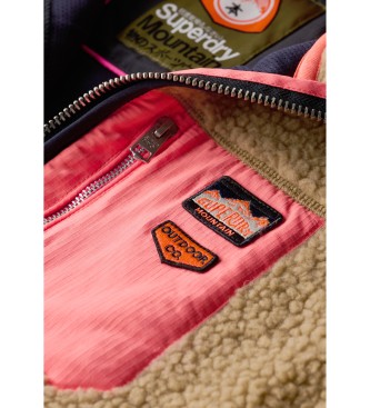 Superdry Polaire Vintage Retro beige demi-zip