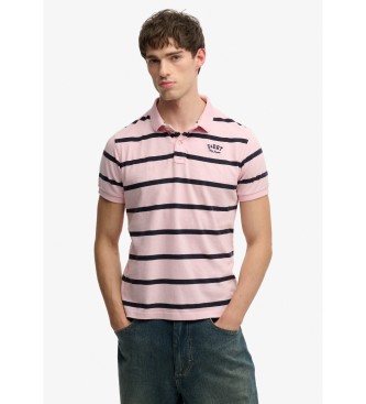 Superdry Vintage Stripe pink polo shirt