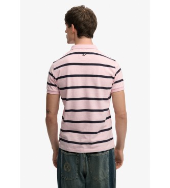 Superdry Vintage Stripe pink polo shirt