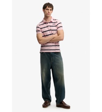 Superdry Vintage Stripe pink polo shirt