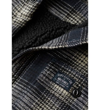 Superdry Checked wool overshirt with navy fleece lining  