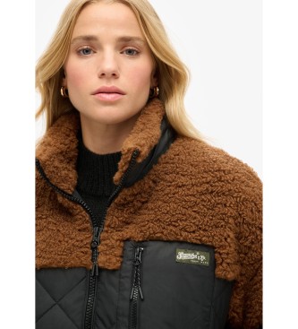 Superdry Hybrydowa kurtka polarowa Workwear brązowa