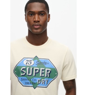 Superdry Workwear Gasoline graphic T-shirt off-white