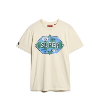 Superdry Workwear Gasoline graphic T-shirt off-white