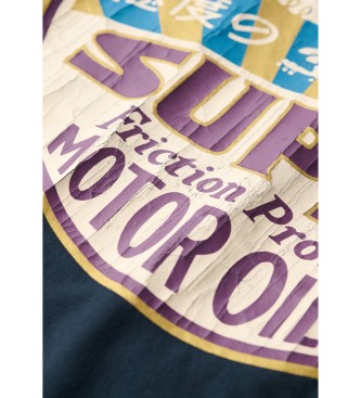 Superdry T-shirt z grafiką Workwear Gasoline granatowy