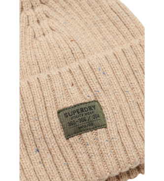 Superdry Nep Workwear beige gestrickte Mtze