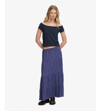 Superdry Maxi-Stufenrock marineblau