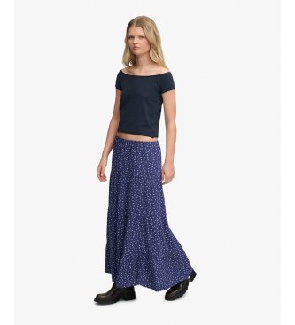 Superdry Maxi-Stufenrock marineblau