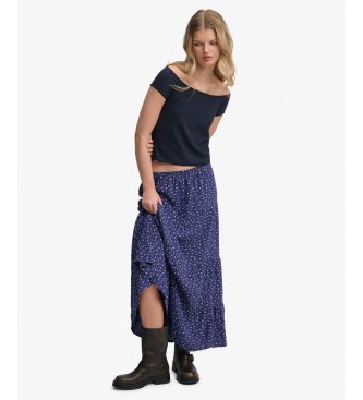 Superdry Maxi-Stufenrock marineblau
