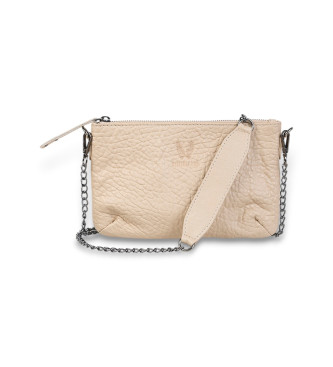 SYSTEM ACTION Small beige smooth leather bag