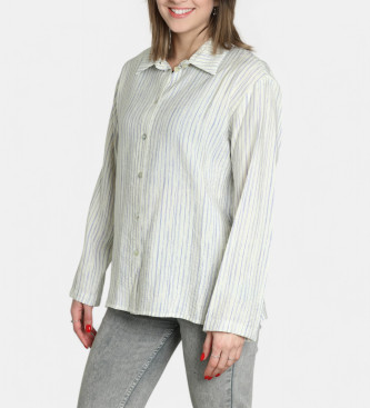 SYSTEM ACTION Blue striped beige shirt