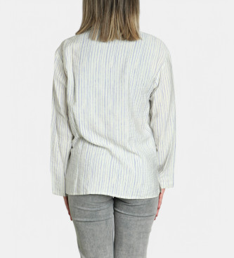 SYSTEM ACTION Blue striped beige shirt