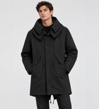 Ten c Black double-collar parka