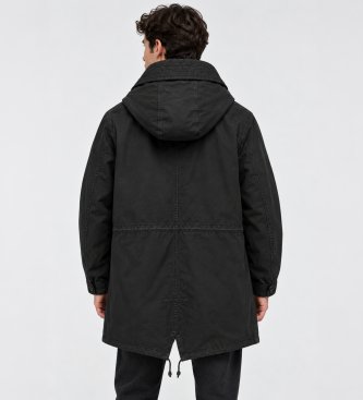 Ten c Black double-collar parka