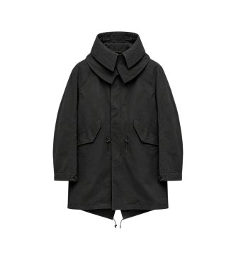 Ten c Black double-collar parka