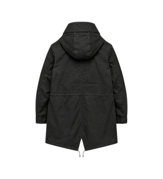 Ten c Black double-collar parka