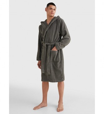 Tommy Hilfiger Homewear badjas met capuchon grijs