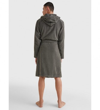 Tommy Hilfiger Homewear badjas met capuchon grijs