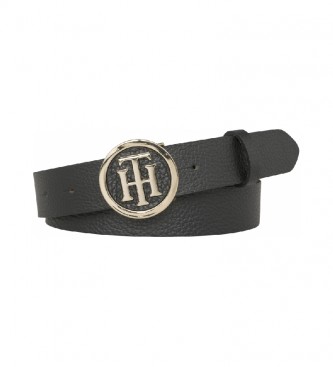 Tommy Hilfiger Cintura in pelle TH Round Buckle 3.0 Nera