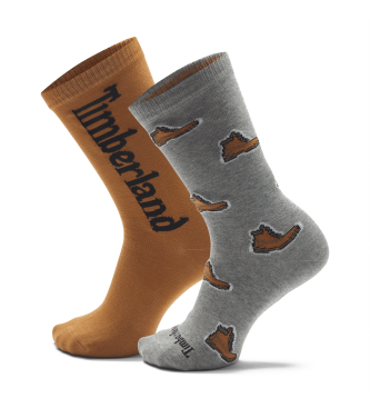 Timberland Set 2 Pairs of Socks Print grey, brown