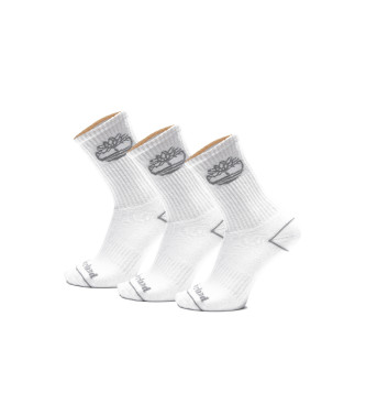 Timberland Paket 3 parov belih unisex nogavic Bowden medium crew