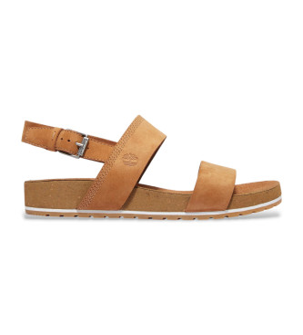 Timberland Malibu Waves brown double strappy leather sandals