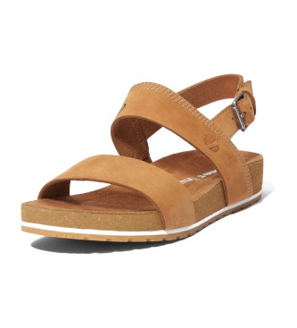 Timberland Malibu Waves brown double strappy leather sandals