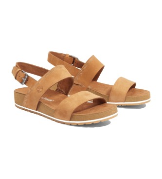 Timberland Malibu Waves brown double strappy leather sandals