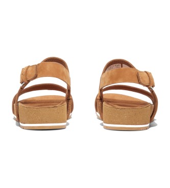 Timberland Malibu Waves brown double strappy leather sandals