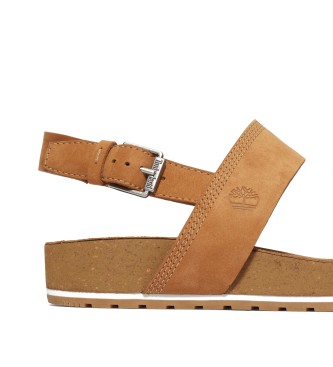 Timberland Brązowe skórzane sandały z podwójnymi paskami Malibu Waves