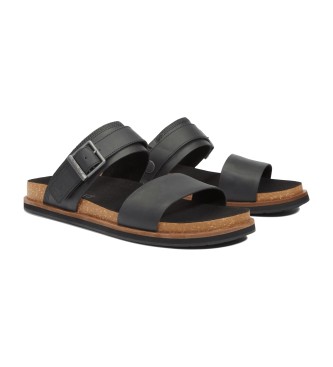 Timberland Sandlias Amalfi Vibes com duas tiras em pele preto