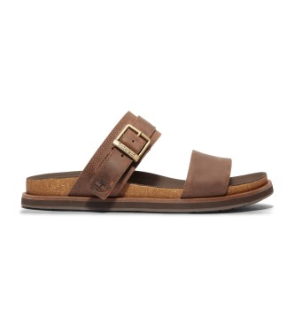 Timberland Amalfi Vibes doppelte Riemchensandalen aus Leder fr Braun