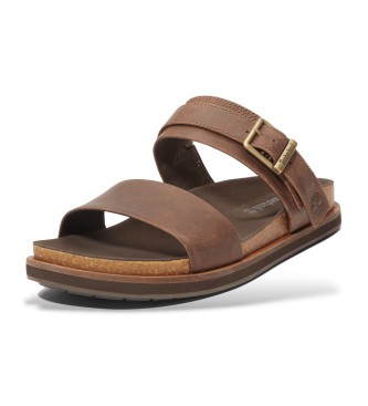 Timberland Amalfi Vibes leren sandalen met dubbele bandjes voor bruin