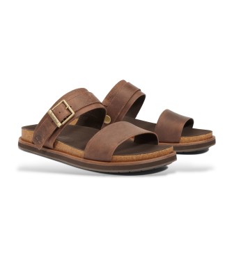 Timberland Amalfi Vibes leren sandalen met dubbele bandjes voor bruin