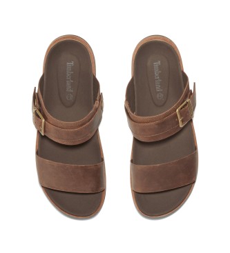 Timberland Amalfi Vibes leren sandalen met dubbele bandjes voor bruin