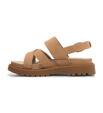 Timberland Clairemont Way back strap leather sandals beige