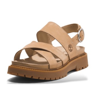 Timberland Clairemont Way back strap leather sandals beige