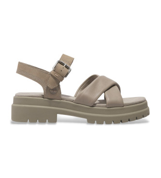 Timberland London Vibe - Sandales en cuir taupe avec bride  talon