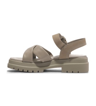 Timberland London Vibe - Sandales en cuir taupe avec bride  talon