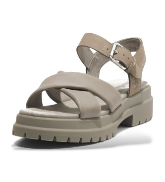 Timberland London Vibe - Sandales en cuir taupe avec bride  talon