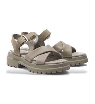 Timberland London Vibe - Sandales en cuir taupe avec bride  talon