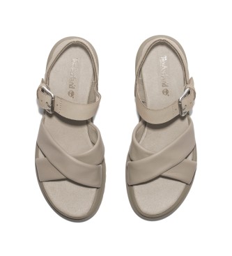 Timberland London Vibe - Sandales en cuir taupe avec bride  talon